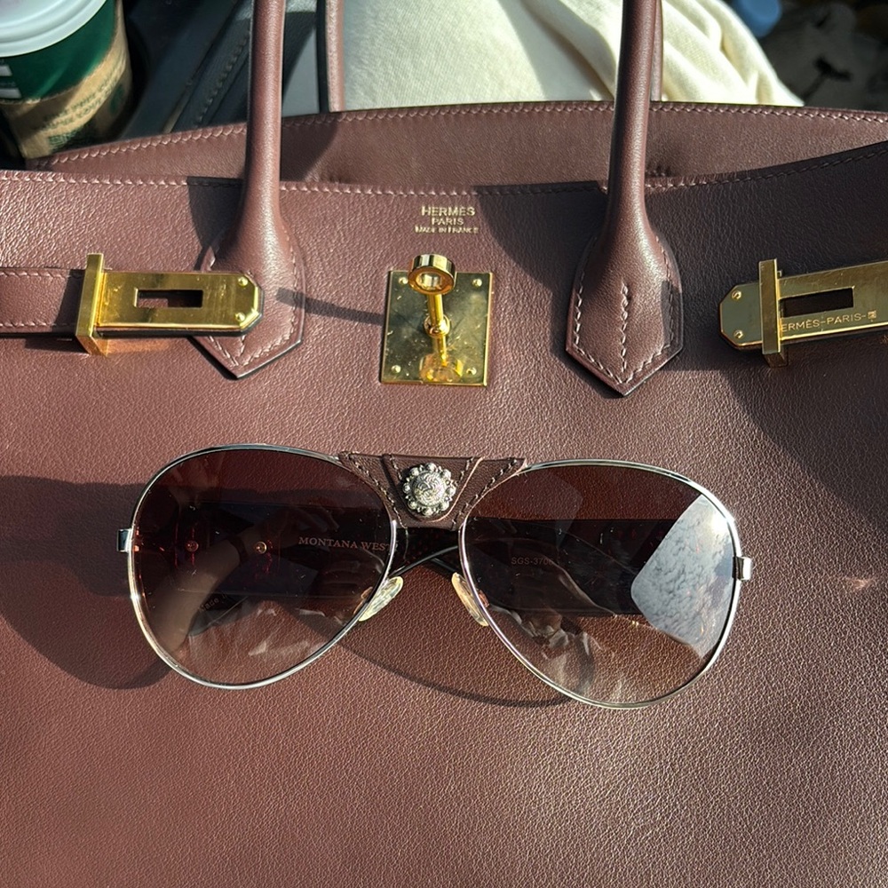 Montana west Silver Aviator Sunglasses with turquoise and leather